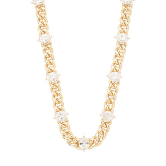 KENDRA SCOTT Cailin Crystal Chain Gold Embellished Gold Plated Zirconia Necklace - Picture 1 of 6